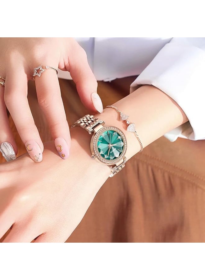 نيبوسي الساعات النسائية التناظرية ورد الذهب مربع رقم المراقبة الساعة النسائية للبنات والسيدة والسيدات الماس المضغوط مع الساعات الأنيقة للماء - Image 5